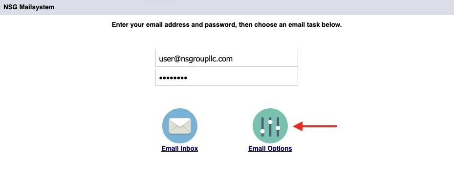 Log into NSG Email Options