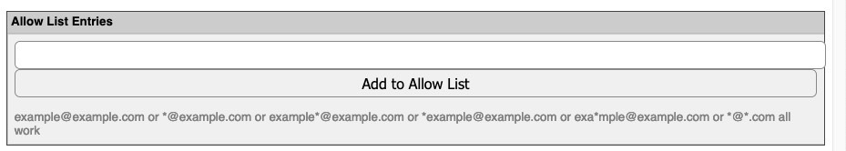 Whitelist email address