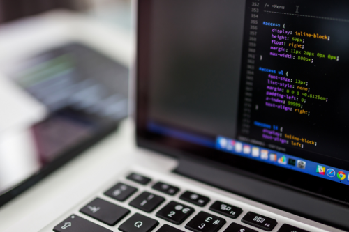 Programming language on a black screen