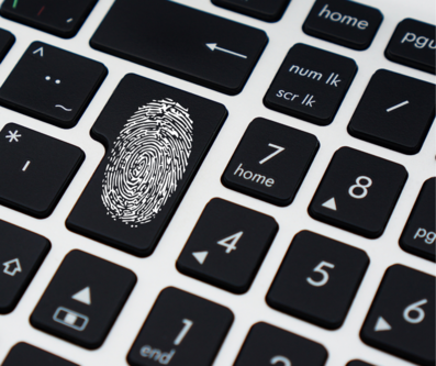 White fingerprint on a keyboard